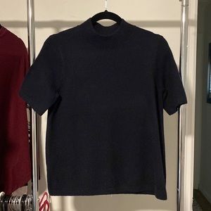 Womens Loft Short Sleeve Sweater Navy Size Small